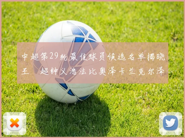 中超第29轮最佳球员候选名单揭晓王燊超钟义浩法比奥泽卡兰克尔泽齐聚争夺荣耀